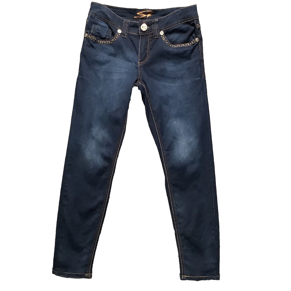 Seven7 Leggings Jeggings‎ Jeans Size 8 Dark Wash Embellished Low Rise
